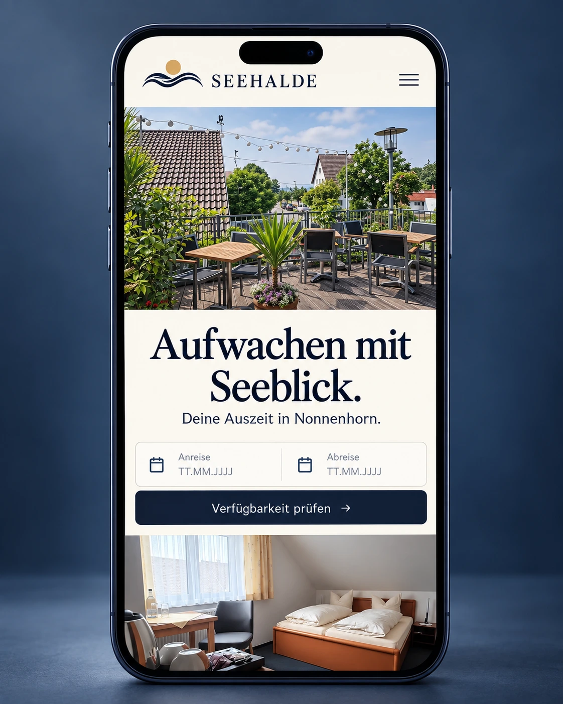 Ergänzende Ansicht des Präsentationskonzepts für Hotel Seehalde.